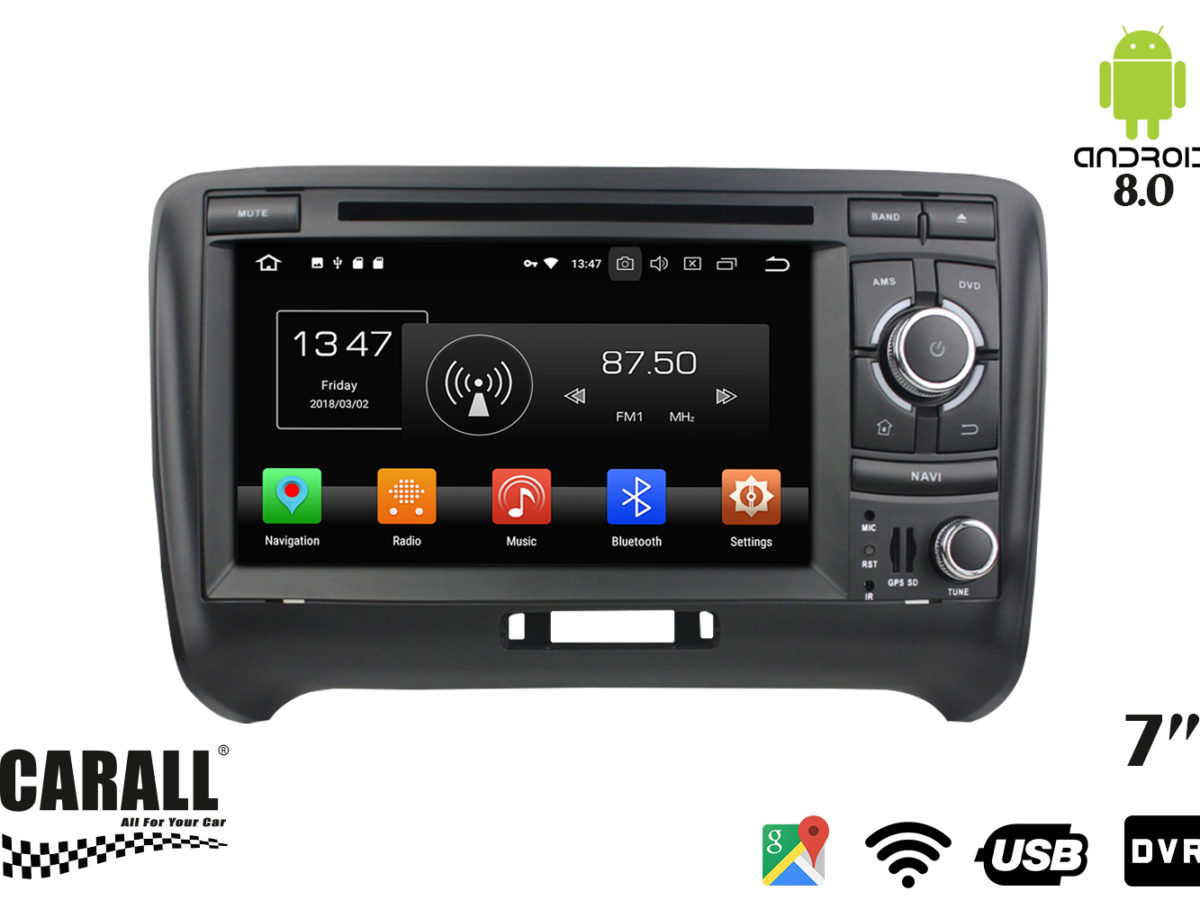 CARALL Autoradio Android 8.0 Sandero GPS DVD USB SD WI-FI Bluetooth Navigatore 
