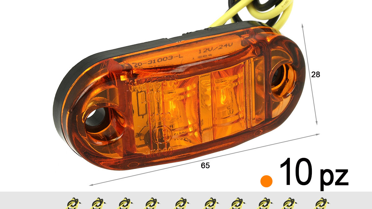10 x arancione 24 V Side Outline Marker luci con 6 LED rimorchio telaio camion caravan
