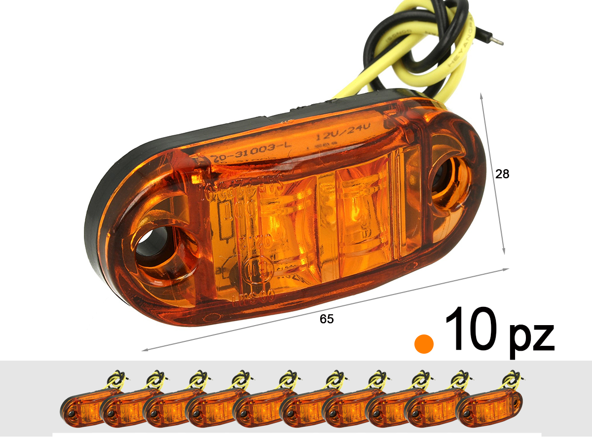 per rimorchi camper camper 10 luci di ingombro laterali a LED color arancione neon da 12 V 24 V roulotte a forma di dito 