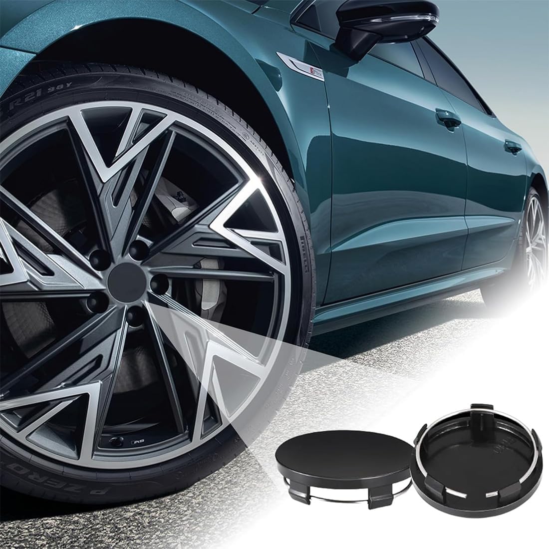 4 Tappi Volkswagen mozzo Cerchi in Lega Coprimozzo 65mm Borchie3-